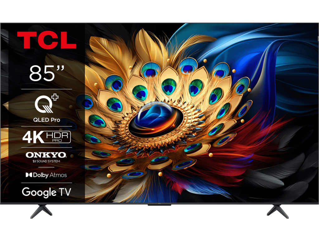 TCL 85″C655 4K QLED TVGoogle TV; QLED pro; 120HZMotion clarity pro; HDMI 2.1; 2.1 ONKYO