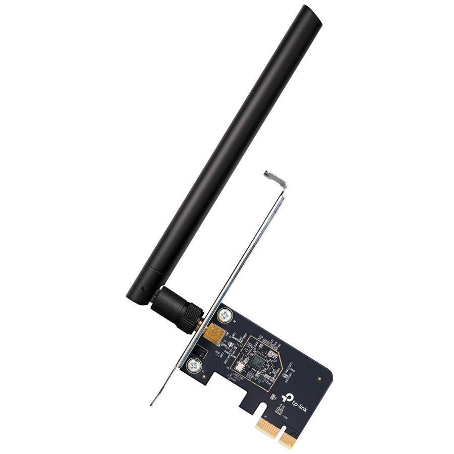 TP-Link Archer T2E AC600 Dual Band Wi-Fi PCI Express Adapter, 433 Mbps at 5 GHz + 200 Mbps at 2.4 GHz, 1× High Gain External Antenna, MU-MIMO, WPA3, Low-Profile and Full-height brackets