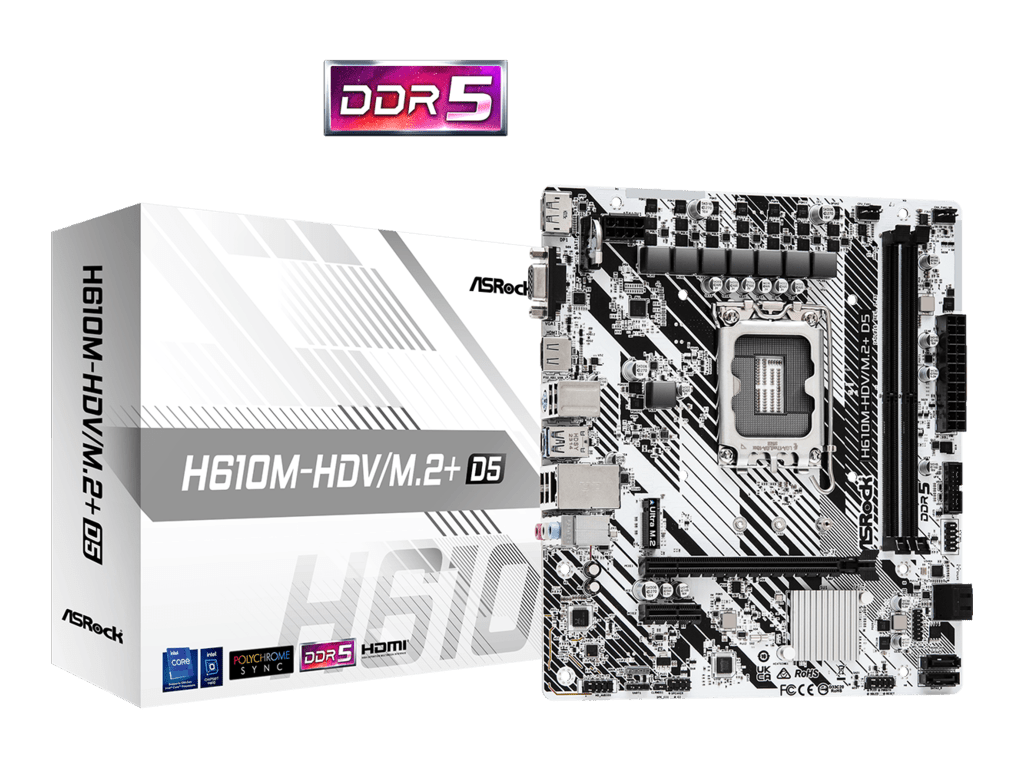 ASROCK MB H610M-HDV/M.2+ D5Intel H610;2xDDR5;VGA,HDMI,DPmicro