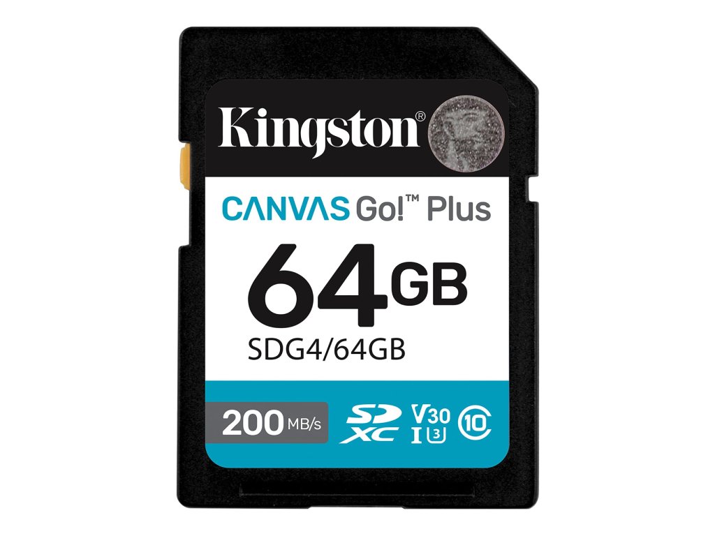 Kingston SD 64GB CanvasGoPlusSDXC,r/w:200/100MB/sDSLRs, mirrorless