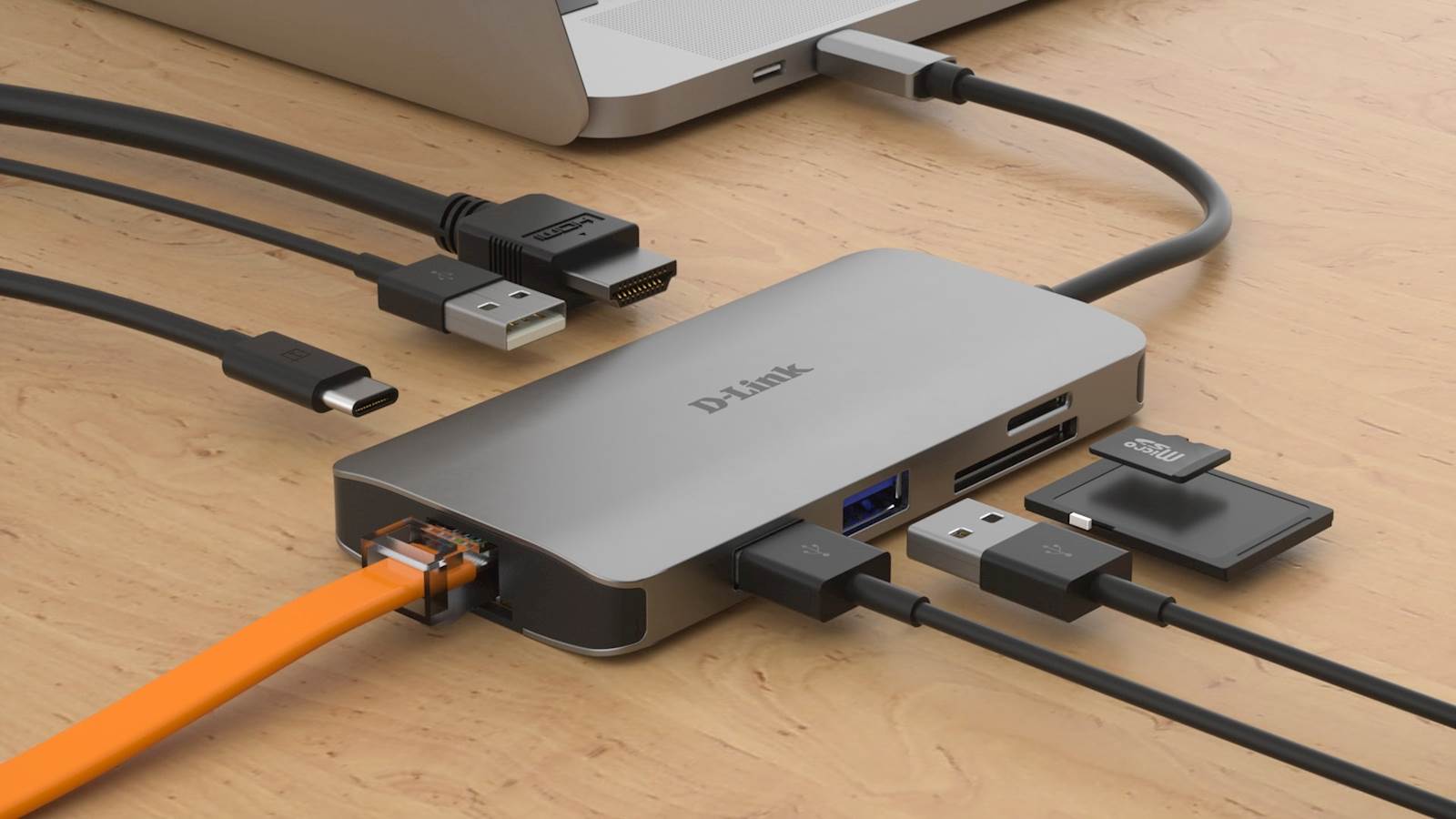 Hub Dlink 8u1 sa USB-C/HDMI/Ethernet/Card