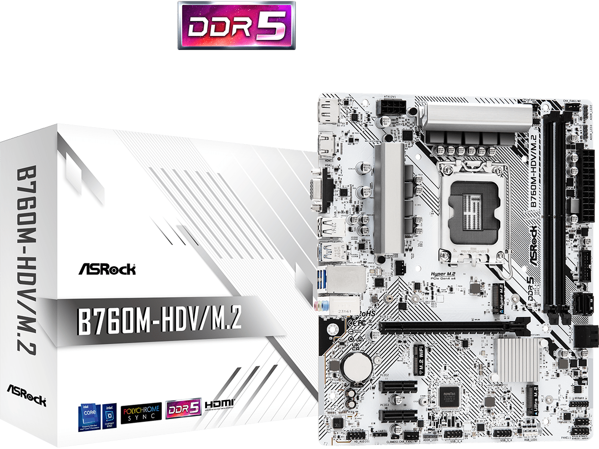 ASROCK MB B760-HDV/M.2B760, LGA1700, 2xDDR5,