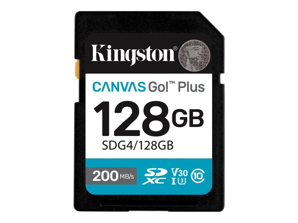 Kingston SD 128GB CanvasGoPlusSDXC,r/w:200/160MB/sDSLRs, mirrorless