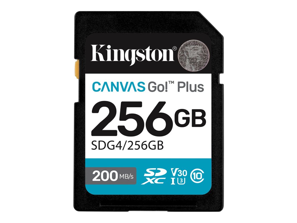 Kingston SD 256GB CanvasGoPlusSDXC,r/w:200/160MB/sDSLRs, mirrorless